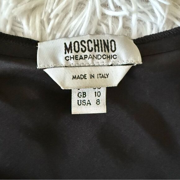 Vintage Y2K Moschino Cheap and Chic Black Silk Shift Dress Size IT 42 US 8 - Picture 6 of 10